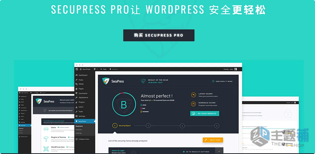 图片[1]-SecuPress Pro完美汉化版(更新到2.6.1)-漏洞扫描高级WordPress防火墙插件下载-主题铺