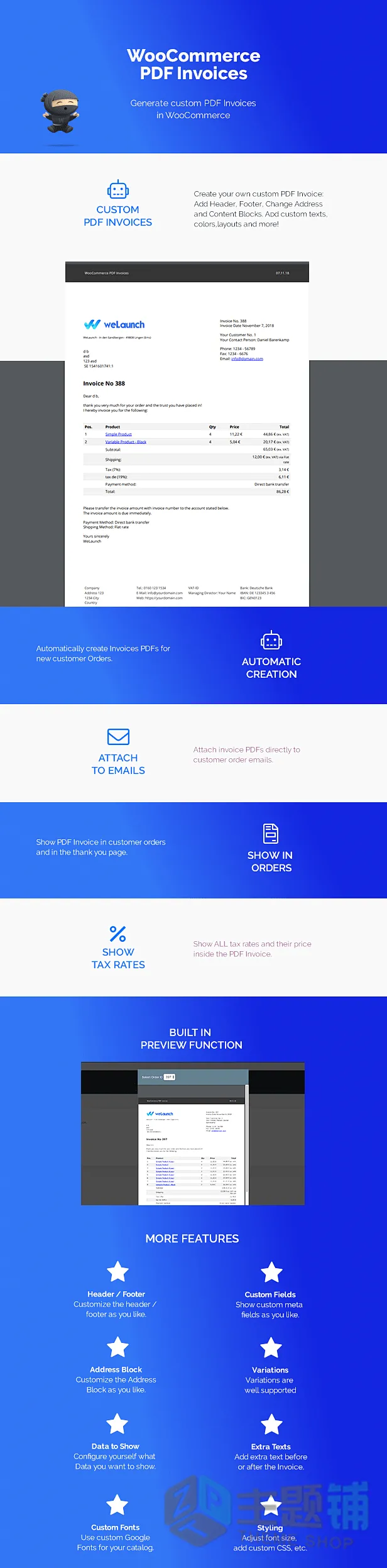 图片[1]-WooCommerce PDF Invoices英文专业版-WooCommerce PDF订单发票插件-主题铺
