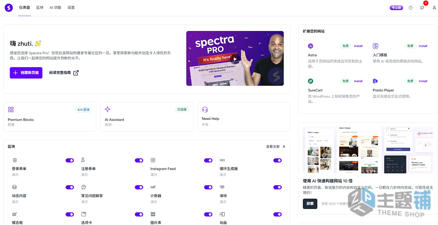 图片[9]-Spectra Pro汉化中文版(更新到1.2.10)-古腾堡区块WordPress自定义设计生成器插件下载-主题铺