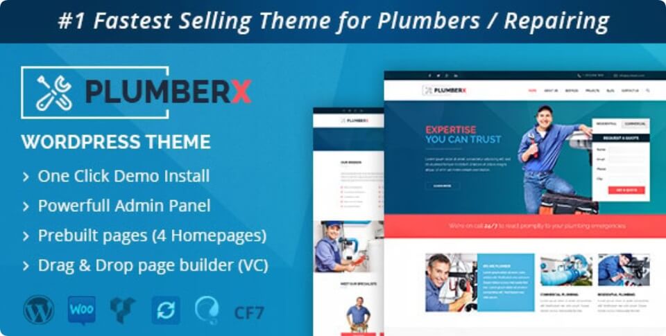 Plumber汉化中文版-房屋水电维修WordPress家政主题下载-主题铺