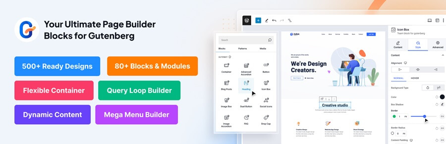 GutenKit Blocks Pro专业版-古腾堡WordPress Gutenberg页面生成器插件下载-主题铺
