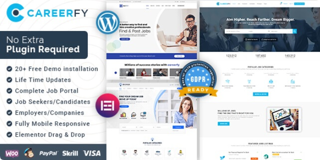 Careerfy汉化中文版(更新到10.3.5)-工作公告板WordPress招聘求职主题下载-主题铺