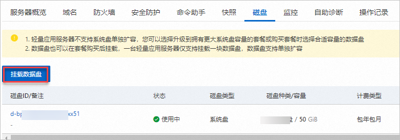 阿里云轻量应用服务器挂载数据盘详细图文教程-主题铺