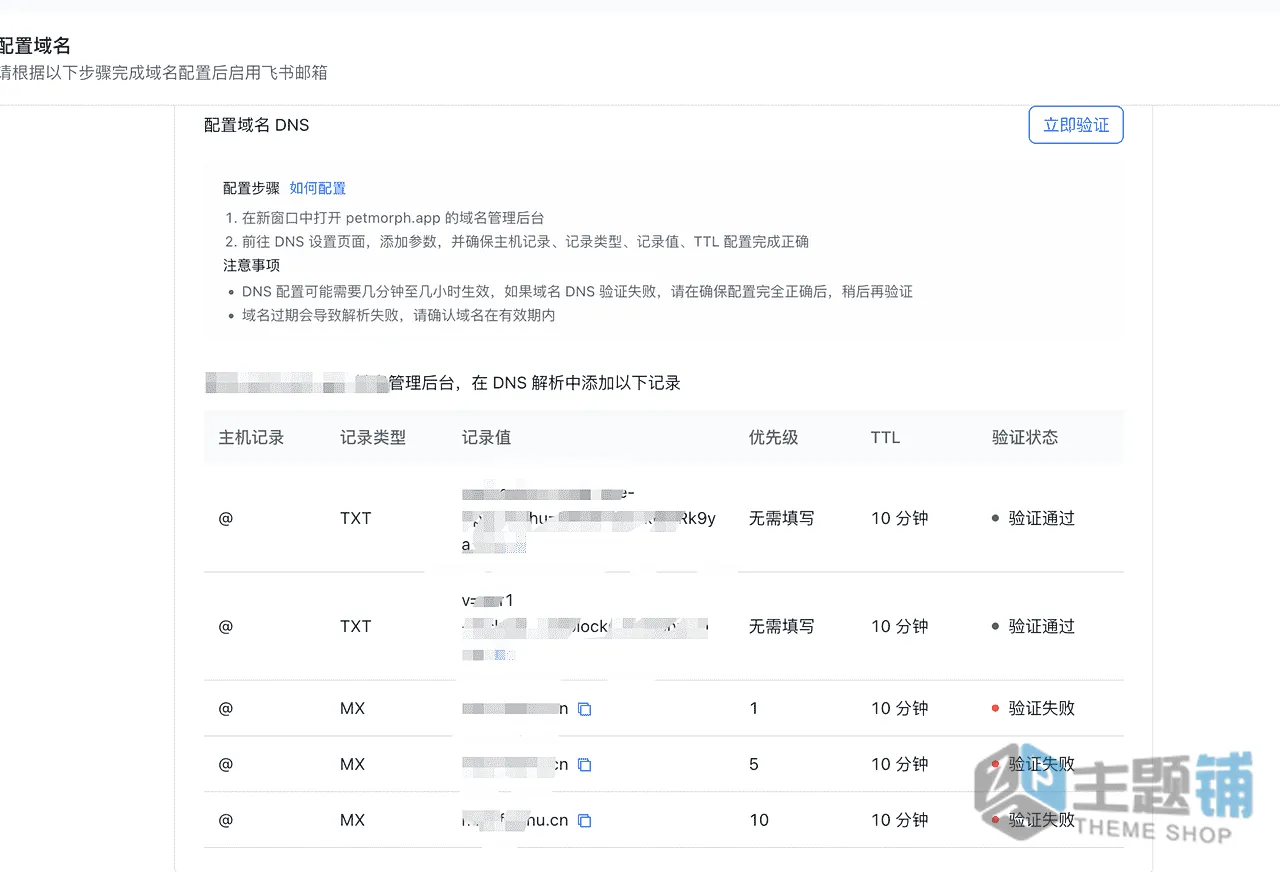 图片[3]-飞书免费企业域名邮箱申请部署全教程（独立开发者 / 出海必备）-主题铺