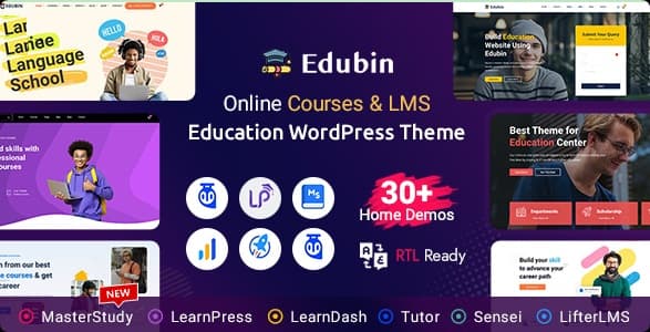 Edubin汉化中文版(更新到9.5.13)-在线课程WordPress教育主题下载-主题铺